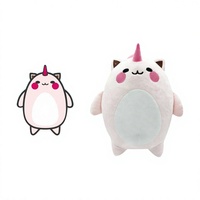 Peluche Licorne Rose Personnalisée Kawaii, Jouet en Peluche Rond Rembourré en Coton PP pour Cadeaux et Vente au Détail