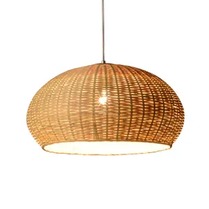 Lustre redondo grande de formato de bola, lustre de teto baixo, decorativo, sombra contemporânea, de bambu