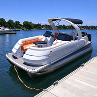 Bateau ponton de luxe à trois tubes en aluminium pour les fêtes en famille, les loisirs et les croisières