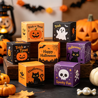 Lot de 4 boîtes cadeaux personnalisées pour Halloween, expédition rapide en 72h, boîte à friandises en carton blanc recyclable pour fêtes