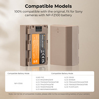 Batterie d'appareil photo K&F Concept avec plusieurs options de charge, port de charge USB/Type-C, double pack 2280mAh NP-FZ100 pour Sony A7iii A7Riii