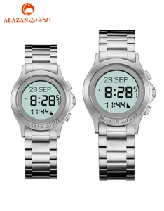 Nouvelle montre-bracelet en acier inoxydable Azan 2025, montre religieuse islamique, Coran sacré, <span class=keywords><strong>direction</strong></span> de <span class=keywords><strong>la</strong></span> <span class=keywords><strong>Mecque</strong></span>, boussole Qibla automatique, montre étanche - Product Image 2