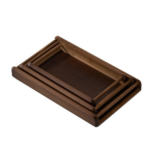 Walnut Colored Bamboo <b>Tray</b> Rectangular Chinese Style Snack Coffee Plate Commercial Catering Customizable Logo - Product Image 5