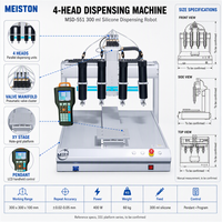Machine de distribution à quatre têtes, sortie multi-buses 300 ml, structure en portique en silicone, commande suspendue pour le remplissage et le scellage