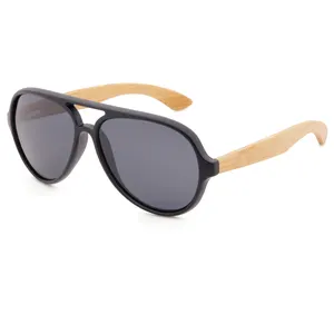 Benutzer definierte Sonnenbrille Bambus Pilot Frame Hot Men Polarisierte Holz Sonnenbrille