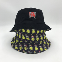 Op maat gemaakte, omkeerbare unisex bucket hats met geborduurd logo en bladmotief, bedrukt polyester/katoen, voor vissen & reizen