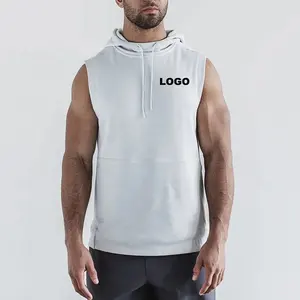 OEM Custom Blank Plain Manufacturers Heavyweight Oversized Cotton Pullover French Terry Sleeveless Hoodie For Men
