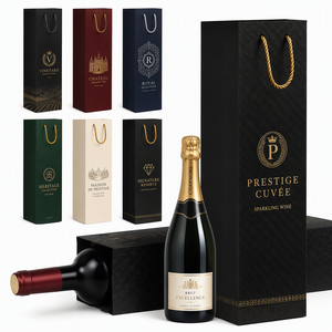 Bolsa de Papel para Vino con Estampado Dorado Mate, Tamaño Personalizado, con Asa de Cuerda, para Envasado de Botellas de Bebidas Premium de Marca de Lujo para Llevar - Product Image 1