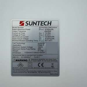 แผงโซลาร์เซลล์ซันเทคแบบโมโนคริสตัลไลน์ 415W 410W แบบฮาล์ฟเซลล์ 108 เซลล์ ขนาด 182 มม. x 182 มม. โมดูลไฟฟ้าโซลาร์เซลล์ ส่งออกยุโรป สหรัฐอเมริกา - Product Image 4