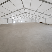 Tenda Gudang COSMOS Bentangan Lebar Rangka Aluminium Paduan Kain PVC Tahan Api Anti UV Penyimpanan Sementara Empat Musim