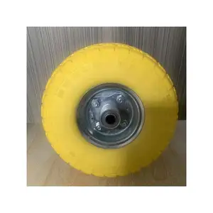 高品质4.10/3.50-4塑料轮圈小型橡胶pu轮胎填充泡沫车轮