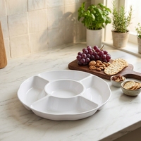 Plat de service en mélamine incassable à 6 compartiments, imprimé sur mesure, pour sauces et apéritifs, idéal pour les fêtes - Vente en gros