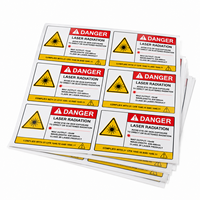 Étiquettes d'avertissement laser personnalisées, autocollants de sécurité contre les rayonnements laser, vinyle blanc, imperméable, résistant aux UV/à la déchirure, pelliculage brillant