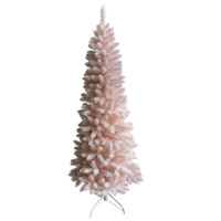Arbre de Noël artificiel floqué rose crayon de 180 cm (6 pieds) pour intérieur