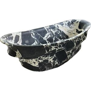 Baignoire ronde en marbre noir Calacatta Violet, polie, en pierre naturelle, baignoire en marbre - Product Image 1