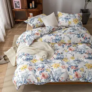 Custom 100% Cotton Floral Spring Plant Printed Duvet Cover Set Comforter Cover Set Bed Cover Quilt Bedding Set