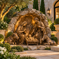 Sculpture en bronze grandeur nature de la Sainte Famille (Jésus, Marie et Léonard) pour église, cathédrale, jardin ou grotte