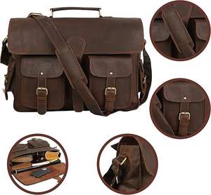 Sacoche en cuir de 18 pouces faite à la main, sacoche d'ordinateur rustique pleine fleur, meilleur sac à bandoulière de bureau pour ordinateur portable - Product Image 3