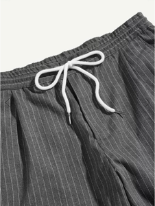 Vente en gros de pantalons de jogging légers et respirants en élasthanne/polyester avec cordon de serrage à la taille, style harem, rayures verticales, chino - Product Image 3