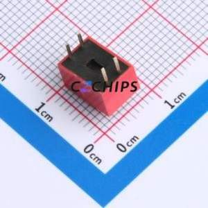 DS-2-R-T DIP Switch Through hole Component (THT),P=2.54mm Switch Flat Toggle, Raised Type Single Pole Single Throw 2 2.54mm - Product Image 2