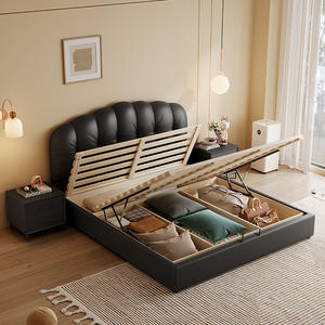 <span class=keywords><strong>Lit</strong></span> italien de luxe moderne en cuir véritable noir <span class=keywords><strong>lit</strong></span> avec cadre de <span class=keywords><strong>lit</strong></span> élévateur à gaz rangement <span class=keywords><strong>lit</strong></span> double rembourré King Size - Product Image 6