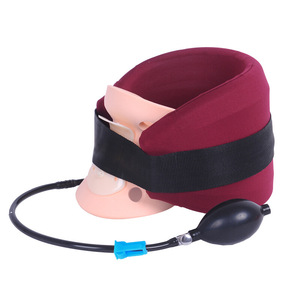 Collarín inflable rojo para cuello, dispositivo de tracción cervical manual portátil para uso doméstico, masaje de salud - Product Image 2