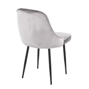 LumiSource DB Marcel Contemporary <b>Dining</b> <b>Chair</b> Set 2 Black Frame Silver <b>Velvet</b> Fabric for Living Room Light Feature Home - Product Image 4