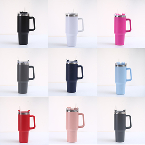 Gobelet isotherme de 40 oz à grande capacité avec poignée, en acier inoxydable 304, tasse de voyage pour voiture avec couvercle à paille, logo personnalisé - Product Image 4