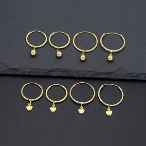 ต่างหูห่วงใหญ่ทรงทันสมัยสำหรับผู้หญิง JXX ดีไซน์รูปหัวใจและระฆัง ชุบทองใหม่ ทำจากทองเหลือง ประดับเพชรและมุก - Product Image 1