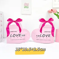 Sac d'emballage en forme de cœur pour bonbons de mariage LOVE 5:20 Texte Fermeture éclair supérieure Sac à main mignon pour la Saint-Valentin Sac cadeau pour le festival de Qixi
