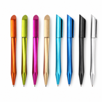 Stylo bille triangulaire à mécanisme rotatif, finition laquée métallique, impression personnalisée sur le dessus et le dessous, stylos promotionnels pour cadeaux en gros