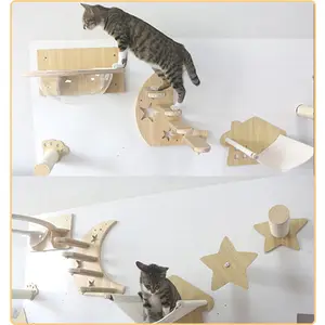 Hot Sales Wood Tree Cat Wall Shelves Cat Hammock Wall Platform Furniture For Climbing Cat Wall Hammock Furniture Set