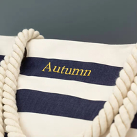Sacs fourre-tout surdimensionnés personnalisés pour femmes, en toile écologique avec poignées en corde, fermeture éclair et logo imprimé sur mesure