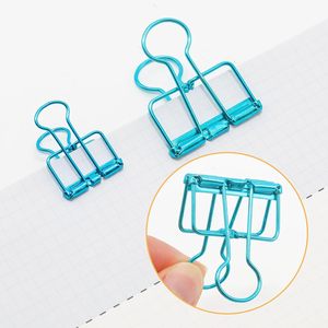 School Office 19mm 32mm 50mm Color Stainless Steel Wire Binder <b>Clip</b> Hollow Skeleton Fold Back <b>Clamp</b> with Long Tail - Product Image 2