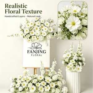 Composition florale artificielle en soie blanche pour allée de mariage, décoration de cérémonie, événementiel, vente en gros - Product Image 2