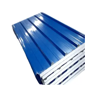 22 ukuran lapisan warna lembar atap baja bergelombang untuk panel sandwich