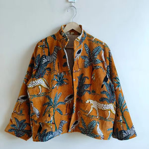 Veste en velours imprimé moutarde, manteau en velours bohème matelassé, robe de demoiselle d'honneur, veste en velours faite à la main, manteau en velours matelassé, veste hippie - Product Image 1