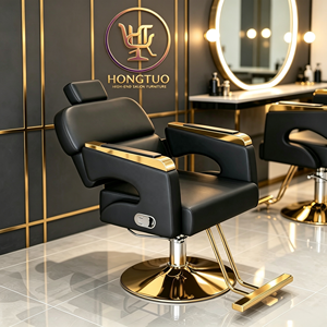 Sillón de Barbería Reclinable de Alta Calidad, Estilo Moderno, Multifuncional, con Cuero de Primera Calidad para Hoteles, Salones de Belleza y Spas - Product Image 1