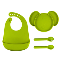 Ensemble de 4 Assiettes pour Enfants en Silicone Réutilisables, Portables, Sans BPA, Résistantes à la Chaleur, Lavables au Lave-Vaisselle, Écologiques, Non Toxiques, Motif Dessin Animé Mignon
