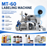 Machine d'étiquetage semi-automatique pour bouteilles plates MT-60, applicateur d'autocollants de table