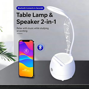 מנורת שולחן LED רב תכליתית עם בקרת מגע, עמעום קולי, תאורת לילה לחדר ילדים, רמקול אלחוטי - Product Image 1