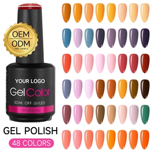 Venta al por mayor OEM: Nueva llegada de suministros profesionales para uñas, esmalte de uñas en gel UV personalizado de 48 colores, sin HEMA ni TPO, para salón. - Product Image 1