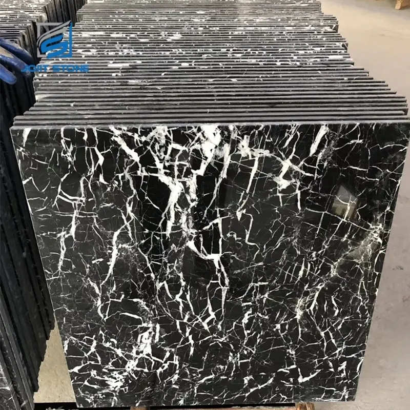 Nero Black Marquina Marble With White Veins Slabs and Tiles