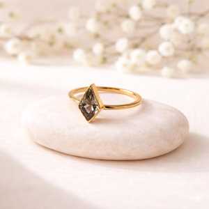 Anillo de Cuarzo Ahumado en Forma de Diamante, Plata de Ley 925, Oro Vermeil, Anillo de Promesa, Talla de Piedra 6 × 12, Anillos de Eternidad para Mujer, Vermeil - Product Image 2