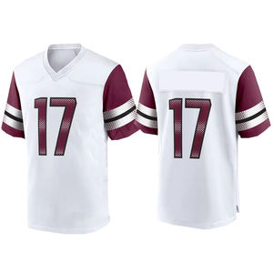 เสื้ออเมริกันฟุตบอลแบบเจอร์ซีย์ บริการ OEM สำหรับผู้ชาย สีขาวและสีแดง ผ้าทวิลล์ สำหรับ<span class=keywords><strong>ฝึก</strong></span>ซ้อม พร้อมหมายเลข - Product Image 1