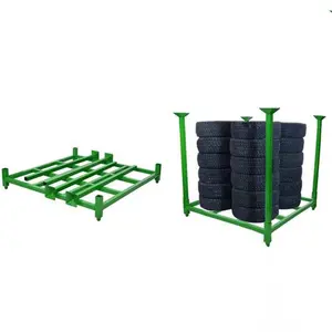 Porte-pneu empilable en acier détachable de qualité avec support de stockage de pneus en treillis métallique pour rayonnage de pneus de passager et de camion léger