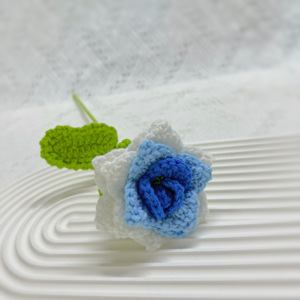 Trang Trí Nội Thất Món Quà Bán Buôn Dệt Hoa Dệt Tay Crochet Len <span class=keywords><strong>Red</strong></span> Rose Nhân Tạo Hoa Cho Bó Hoa - Product Image 4