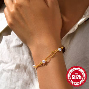 Wholesale classic S925 sterling silver stacking double <b>pearl</b> <b>bracelet</b> ladies temperament hot selling niche high-end <b>bracelet</b> - Product Image 5
