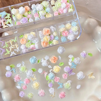 Accessoires personnalisés pour nail art en résine 6/12 grilles, décorations papillon et fleurs, fournitures pour ongles à presser, breloques de manucure