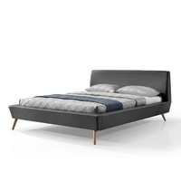 Lit double Willsoon de style nordique moderne européen, cadre de lit rembourré en similicuir PU, cadre de lit en bois pour meubles de maison
